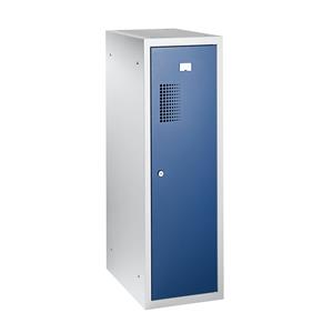 eurokraft basic AMSTERDAM Kombi-Schließfachschrank Einzelmodul, HxBxT 1000 x 300 x 500 mm, mit Zylinderschloss, Korpus lichtgrau, Tür enzianblau