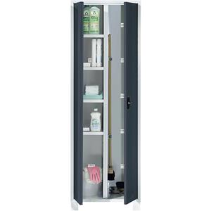 Eurokraft pro Universele kast en garderobekast, met klemhouder, 6 vakken, breedte 600 mm, kastframe lichtgrijs, deuren antracietgrijs