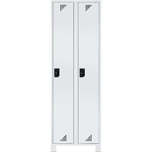 eurokraft pro Mehrzweck- und Garderobenschrank, Abteilhöhe 1695 mm, 2 Abteile, Breite 800 mm, komplett lichtgrau