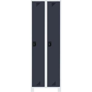 eurokraft pro Mehrzweck- und Garderobenschrank, Abteilhöhe 1695 mm, 2 Abteile, Breite 800 mm, Korpus lichtgrau, Türen anthrazitgrau