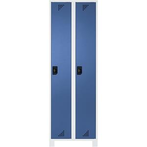eurokraft pro Mehrzweck- und Garderobenschrank, Abteilhöhe 1695 mm, 2 Abteile, Breite 800 mm, Korpus lichtgrau, Türen brillantblau