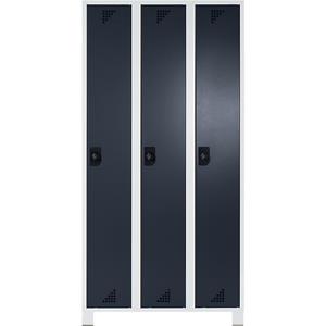 eurokraft pro Mehrzweck- und Garderobenschrank, Abteilhöhe 1695 mm, 3 Abteile, Breite 900 mm, Korpus lichtgrau, Türen anthrazitgrau