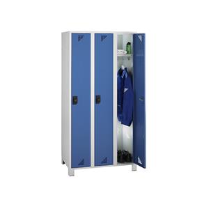 Eurokraft pro Universele kast en garderobekast, vakhoogte 1695 mm, 3 vakken, breedte 900 mm, kastframe lichtgrijs, deuren briljantblauw