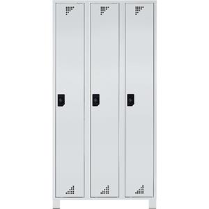 eurokraft pro Mehrzweck- und Garderobenschrank, Abteilhöhe 1695 mm, 3 Abteile, Breite 1200 mm, komplett lichtgrau