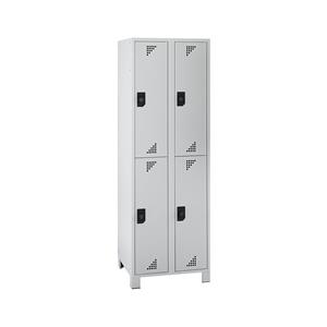 eurokraft pro Garderobenschrank mit halbhohen Fächern, HxBxT 1800 x 600 x 500 mm, 4 Abteile, komplett lichtgrau