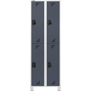 eurokraft pro Garderobenschrank mit halbhohen Fächern, HxBxT 1800 x 600 x 500 mm, 4 Abteile, Korpus lichtgrau, Türen anthrazitgrau