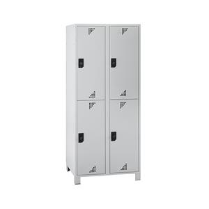 eurokraft pro Garderobenschrank mit halbhohen Fächern, HxBxT 1800 x 800 x 500 mm, 4 Abteile, komplett lichtgrau