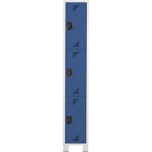eurokraft pro Schließfachschrank, Fachhöhe 558 mm, HxBxT 1800 x 400 x 500 mm, 3 Abteile, Korpus lichtgrau, Türen brillantblau
