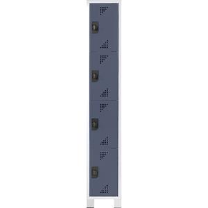 eurokraft pro Schließfachschrank, Fachhöhe 418 mm, HxBxT 1800 x 400 x 500 mm, 4 Abteile, Korpus lichtgrau, Türen anthrazitgrau