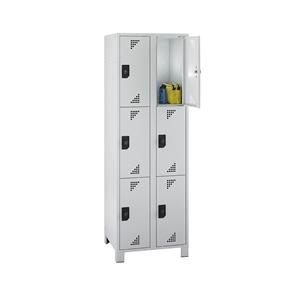 eurokraft pro Schließfachschrank, Fachhöhe 558 mm, HxBxT 1800 x 600 x 500 mm, 6 Abteile, komplett lichtgrau