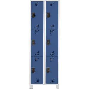 eurokraft pro Schließfachschrank, Fachhöhe 558 mm, HxBxT 1800 x 800 x 500 mm, 6 Abteile, Korpus lichtgrau, Türen brillantblau