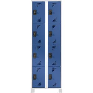 Eurokraft pro Privé-vakkenkast, vakhoogte 418 mm, h x b x d = 1800 x 600 x 500 mm, 8 vakken, kastframe lichtgrijs, deuren briljantblauw