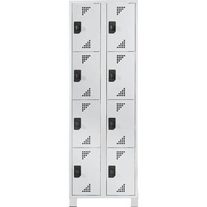 eurokraft pro Schließfachschrank, Fachhöhe 418 mm, HxBxT 1800 x 800 x 500 mm, 8 Abteile, komplett lichtgrau