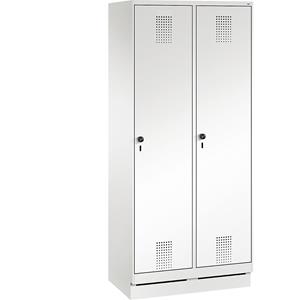 C+P UV-C-Garderobenschrank, HxT 1800 x 500 mm, verkehrsweiß, Breite 800 mm, 2 Abteile