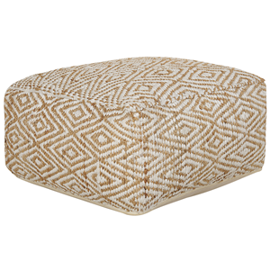 BELIANI Poef jute beige/wit MASKI