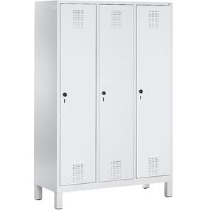 C+P EVOLO Garderobenschrank, mit Kunststoff-Füßen, 3 Abteile, Abteilbreite 400 mm, lichtgrau