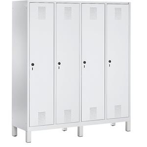 C+P EVOLO Garderobenschrank, mit Kunststoff-Füßen, 4 Abteile, Abteilbreite 400 mm, lichtgrau