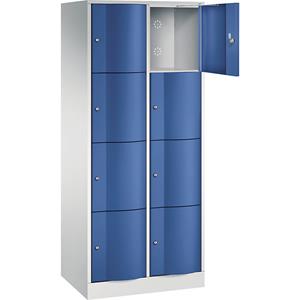 C+P RESISTO lockerkast, h x b x d = 1950 x 770 x 540 mm, 8 vakken, lichtgrijs RAL 7035 / gentiaanblauw RAL 5010