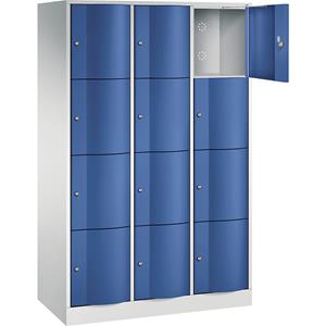 C+P RESISTO lockerkast, h x b x d = 1950 x 1150 x 540 mm, 12 vakken, lichtgrijs RAL 7035 / gentiaanblauw RAL 5010