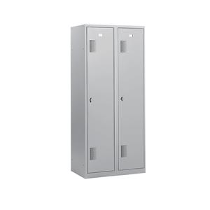 eurokraft basic AMSTERDAM Garderobenschrank, Höhe 1800 mm, Breite 800 mm, 2 Abteile, mit Vorhängeschlossvorrichtung, lichtgrau