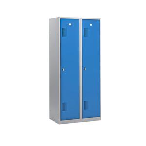 eurokraft basic AMSTERDAM Garderobenschrank, Höhe 1800 mm, Breite 800 mm, 2 Abteile, mit Vorhängeschlossvorrichtung, lichtgrau/lichtblau