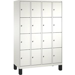 C+P EVOLO Fächerschrank, mit Füßen, 4 Abteile, je 5 Fächer, Abteilbreite 300 mm, verkehrsweiß / verkehrsweiß