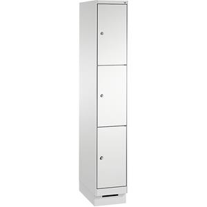 C+P EVOLO Fächerschrank, mit Sockel, 1 Abteil, 3 Fächer, Abteilbreite 300 mm, lichtgrau