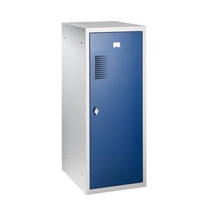 eurokraft basic AMSTERDAM Kombi-Schließfachschrank Einzelmodul, HxBxT 1000 x 400 x 500 mm, mit Vorhängeschlossvorrichtung, Korpus lichtgrau / Tür enzianblau