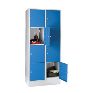 Wolf Privé-vakkenkast, met sokkel, 8 vakken, 400 mm, lichtgrijs / lichtblauw