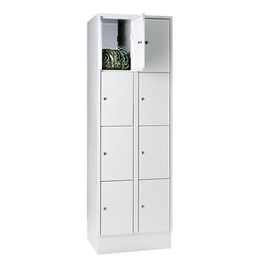 Wolf Privé-vakkenkast, met sokkel, 8 vakken, 300 mm, lichtgrijs