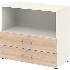 Home Office combinatierek TEMPIO, van hout, 2 laden, 2 OH, B 800 x D 340 x H 720 mm, wit/Sonoma eik