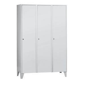 Wolf Garderobekast met kunststof poten, h x b x d = 1850 x 1200 x 500 mm, 3 vakken, lichtgrijs