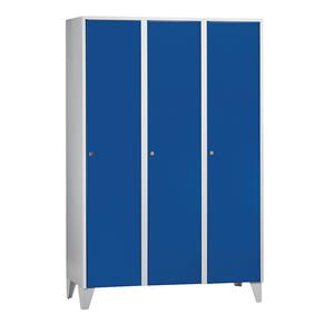 Wolf Garderobekast met kunststof poten, h x b x d = 1850 x 1200 x 500 mm, 3 vakken, gentiaanblauw