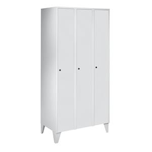 Wolf Garderobekast met kunststof poten, h x b x d = 1850 x 900 x 500 mm, 3 vakken, lichtgrijs