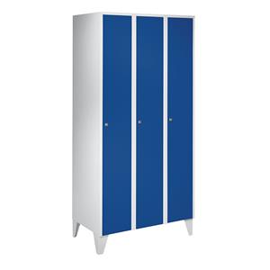 Wolf Garderobekast met kunststof poten, h x b x d = 1850 x 900 x 500 mm, 3 vakken, gentiaanblauw