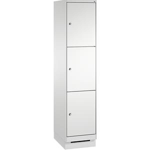 C+P EVOLO Fächerschrank, mit Sockel, 1 Abteil, 3 Fächer, Abteilbreite 400 mm, lichtgrau