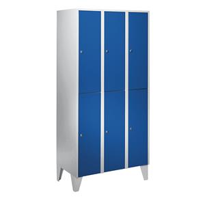 Wolf Garderobekast met kunststof poten, h x b x d = 1850 x 900 x 500 mm, 6 vakken, gentiaanblauw