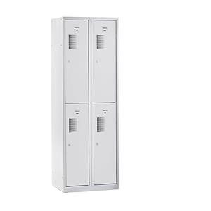 eurokraft basic AMSTERDAM Garderobenschrank, halbhohe Fächer, Breite 600 mm, 4 Fächer, lichtgrau