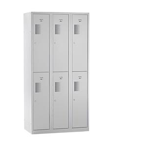 eurokraft basic AMSTERDAM Garderobenschrank, halbhohe Fächer, Breite 900 mm, 6 Fächer, lichtgrau