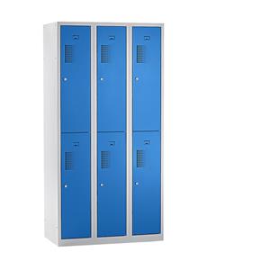 eurokraft basic AMSTERDAM Garderobenschrank, halbhohe Fächer, Breite 900 mm, 6 Fächer, lichtgrau / lichtblau