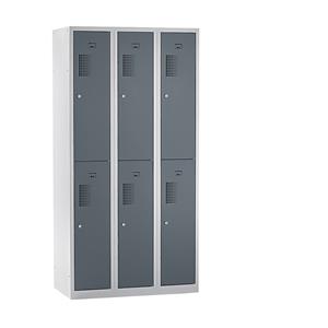 eurokraft basic AMSTERDAM Garderobenschrank, halbhohe Fächer, Breite 900 mm, 6 Fächer, lichtgrau / basaltgrau