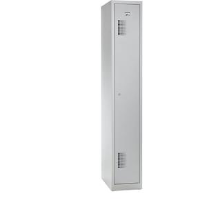 AMSTERDAM stalen locker, 1 hoedenplank, 1 kledingstang, cilinderslot, deurkleur lichtgrijs