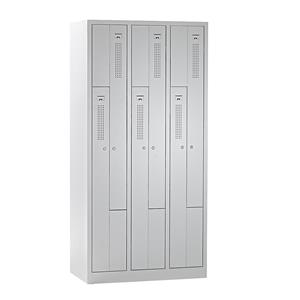 Eurokraft basic AMSTERDAM Z-garderobekast, breedte 1185 mm, 3 afdelingen, 6 deuren, deur lichtgrijs, kastframe lichtgrijs