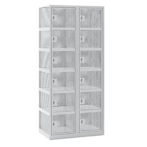 Eurokraft pro AMSTERDAM geperforeerde stalen locker, breedte = 800 mm, vak 400 mm, 12 vakken, voor hangslot, deuren lichtgrijs