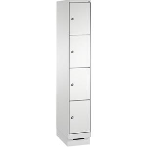 C+P EVOLO Fächerschrank, mit Sockel, 1 Abteil, 4 Fächer, Abteilbreite 300 mm, lichtgrau