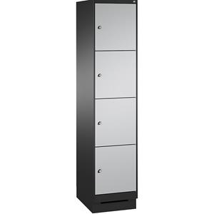 C+P EVOLO Fächerschrank, mit Sockel, 1 Abteil, 4 Fächer, Abteilbreite 400 mm, schwarzgrau / weißaluminium