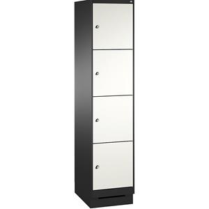 C+P EVOLO Fächerschrank, mit Sockel, 1 Abteil, 4 Fächer, Abteilbreite 400 mm, schwarzgrau / verkehrsweiß