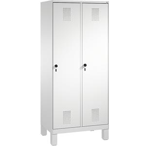 C+P EVOLO Garderobenschrank, mit Füßen, 2 Abteile, Abteilbreite 400 mm, lichtgrau