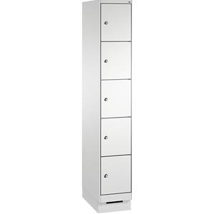 C+P EVOLO Fächerschrank, mit Sockel, 1 Abteil, 5 Fächer, Abteilbreite 300 mm, lichtgrau