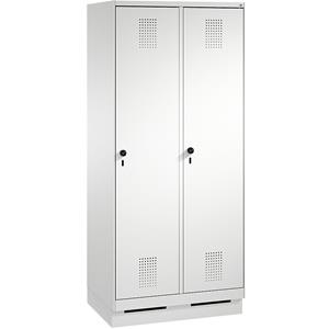 C+P EVOLO Garderobenschrank, mit Sockel, 2 Abteile, Abteilbreite 400 mm, lichtgrau